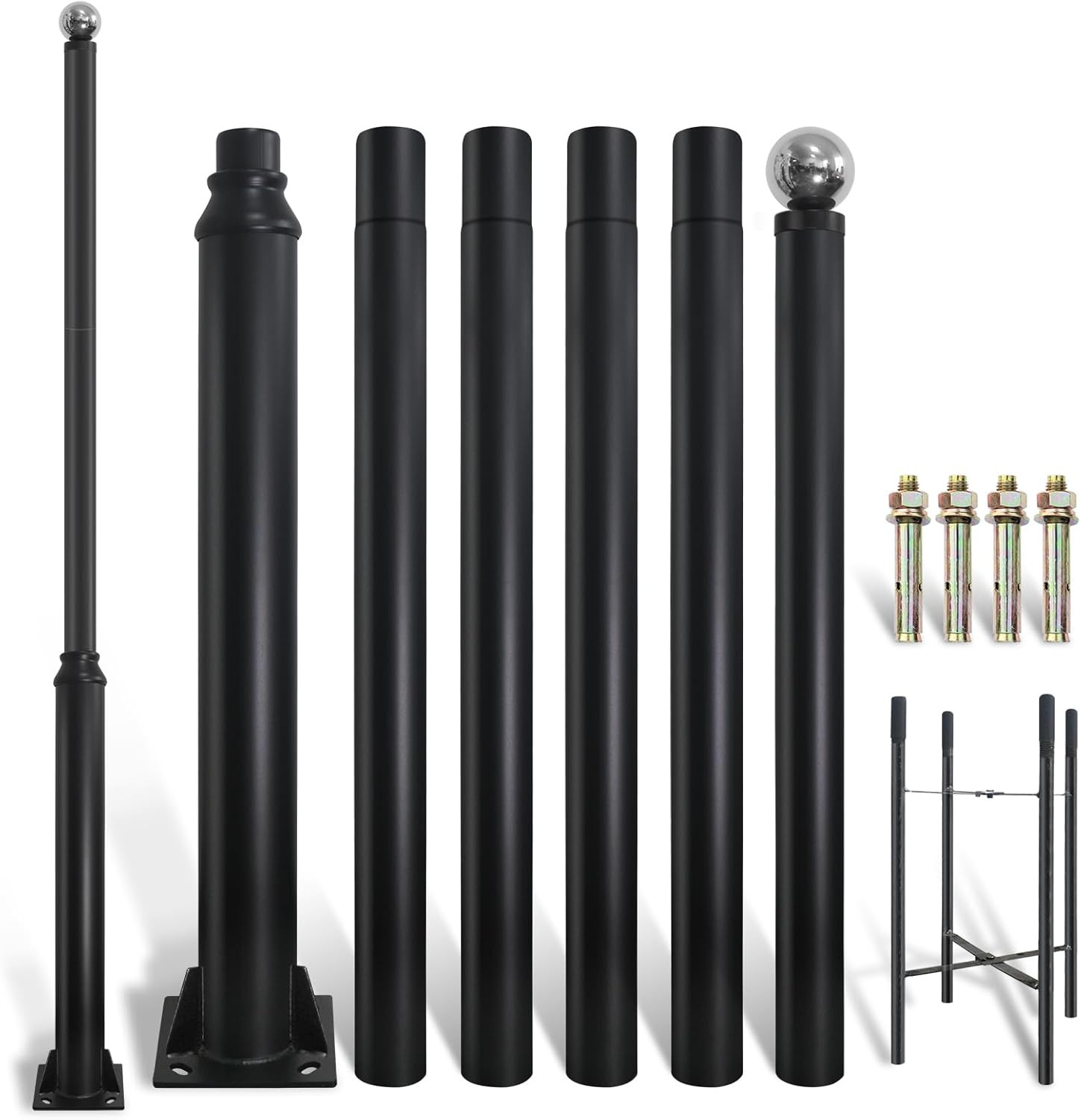 Street Light Pole 20Ft Tall, Black Outdoor Galvanized Heavy-Duty Metal Solar Str gallery