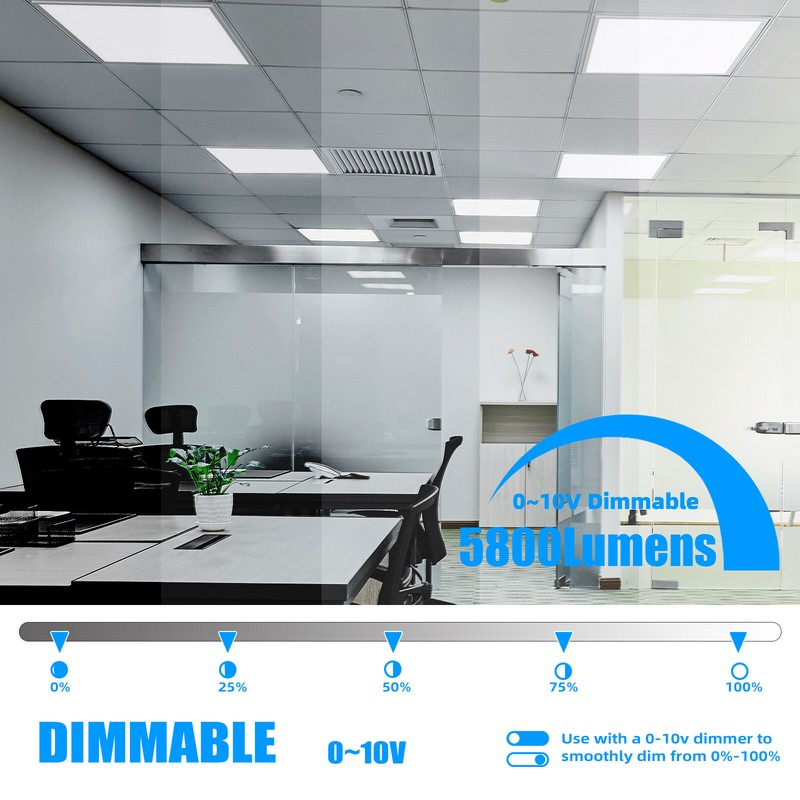 2x2 LED Flat Panel - 45 Watt - 5800Lumens - Dimmable - For Recessed Drop Ceiling gallery