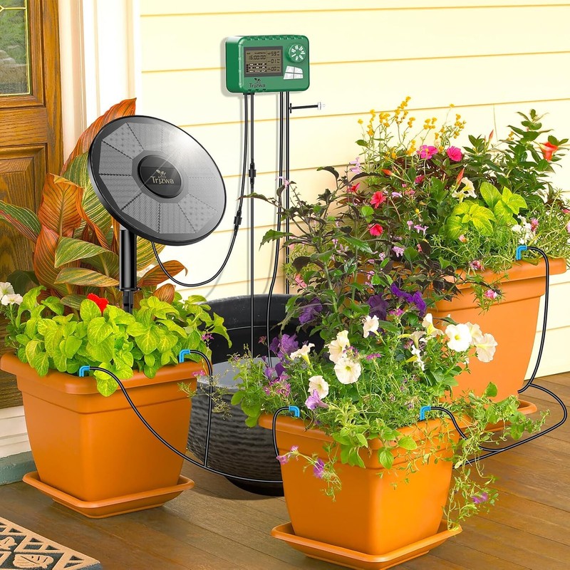 Solar Automatic Irrigation System Balcony Garden Watering with15 Potted Plants gallery