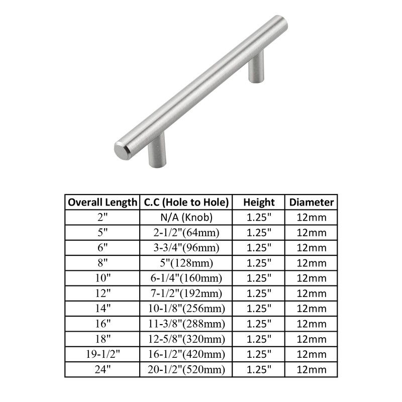Solid Stainless Steel 2"-24" Bar Pull Handle For Kitchen Cabinet Drawer Hardware gallery