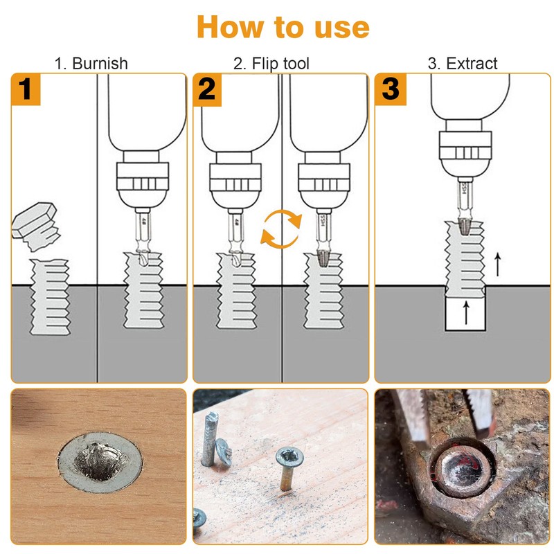 10Pcs Screw Extractor Set Hex Head Multi-Spline Easy Out Bolt Remover Tool Kit gallery