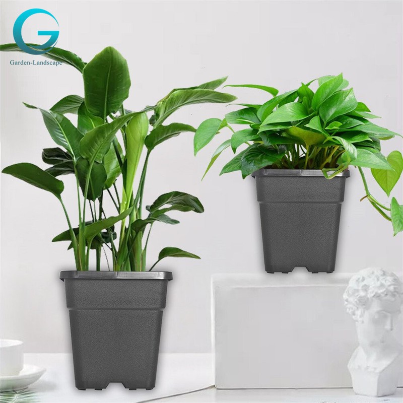 5 Gallon Plastic Square Design Garden Nursery Pots Flower Plant Pots 10 Pcs gallery