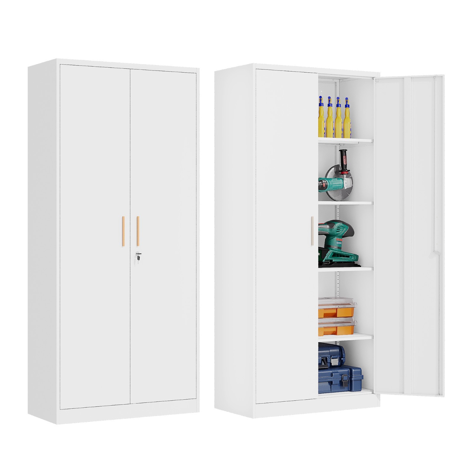 71" Metal Storage Cabinet with 4 adjustable shelves,Lock for Home,Office gallery