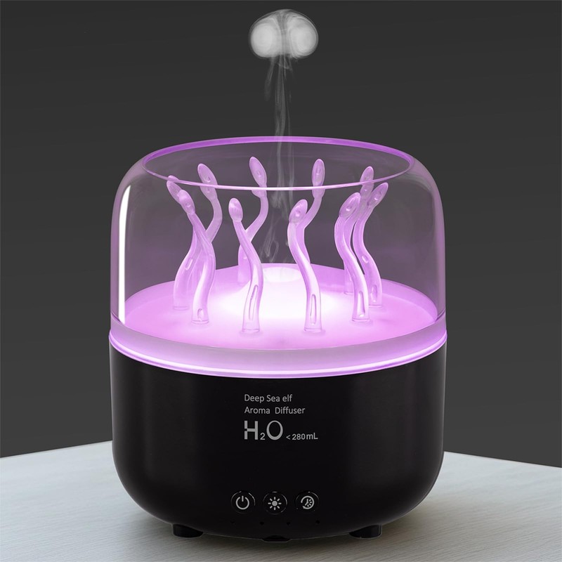 "280ml Jellyfish Humidifier & Essential Oil Diffuser with Remote, 7 Color Lights gallery