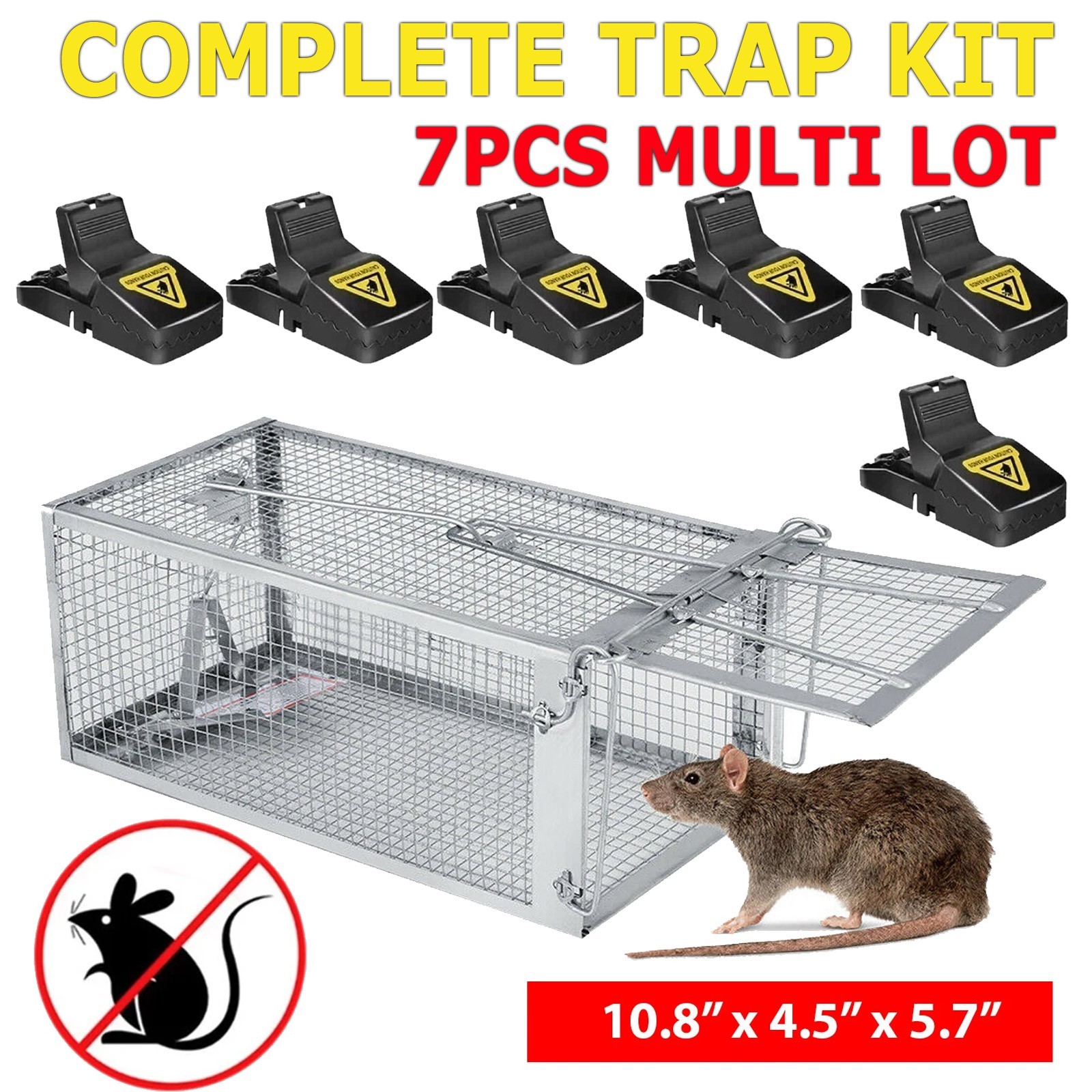 7PCS Mouse Trap Rat Trap Rodent Trap Live Catch Cage, Easy to Set Up and Reuse gallery