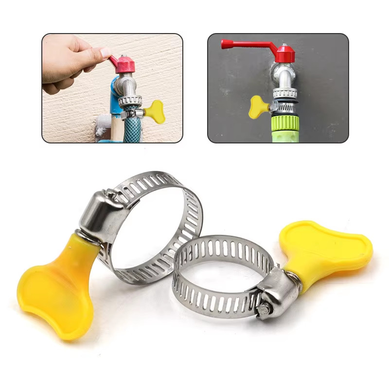 5/10Pcs 8-44Mm Adjustable Yellow Plastic Handle Hand Twist Hose Clamps Worm Driv gallery