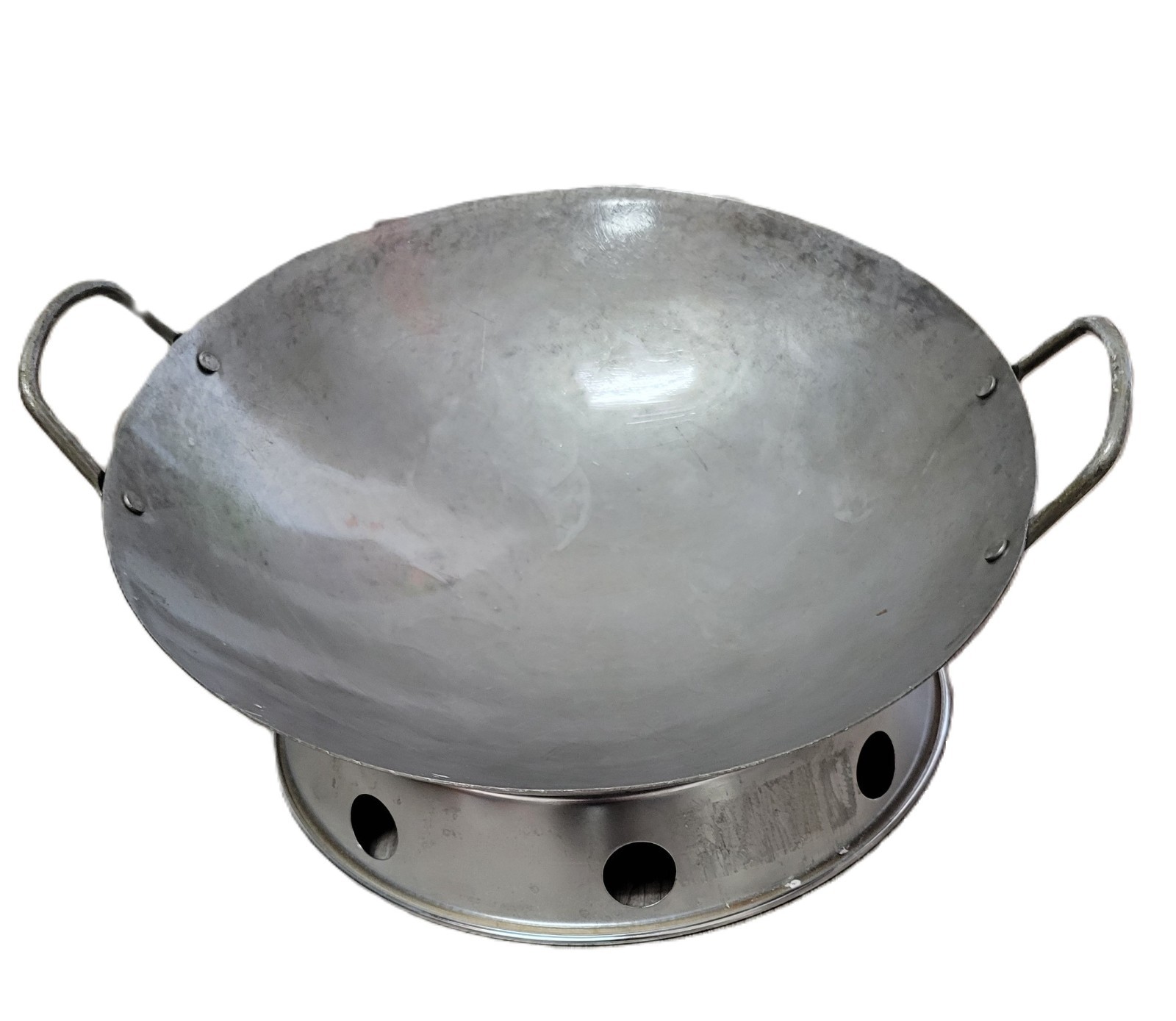 Carbon Steel Hand Hammered Round Bottom Wok with Wok Ring (12,14,16 in ) gallery