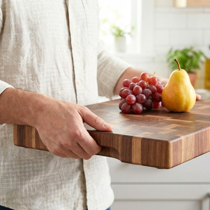 Solid Wood End Grain Walnut Cutting Board, Thick Charcuterie Chopping Block gallery