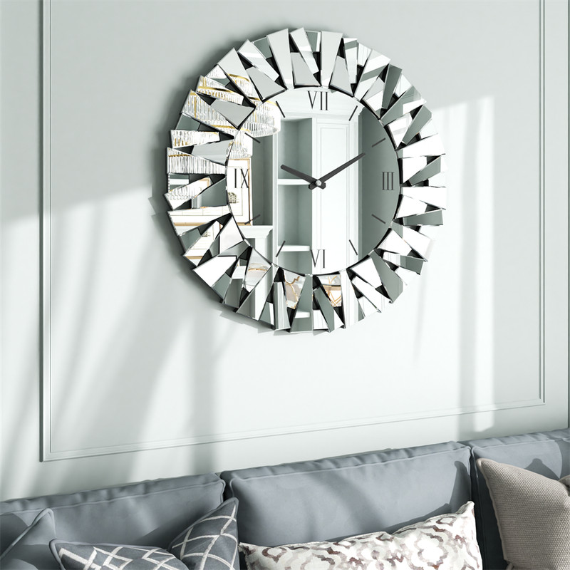 32In Round Sunburst Large Wall Clock fr Entryway Living Room Bedroom Decorative gallery