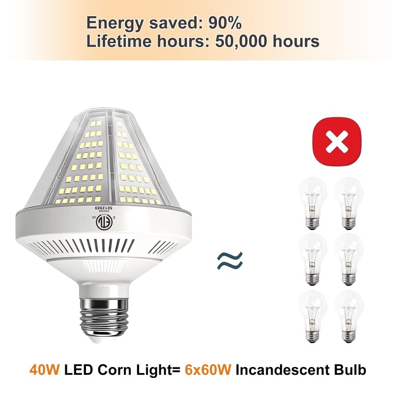 6000 Lumen LED Corn Cob Light Bulb, 40 watt, 400 watt Equivalent, 5000K Dayli... gallery