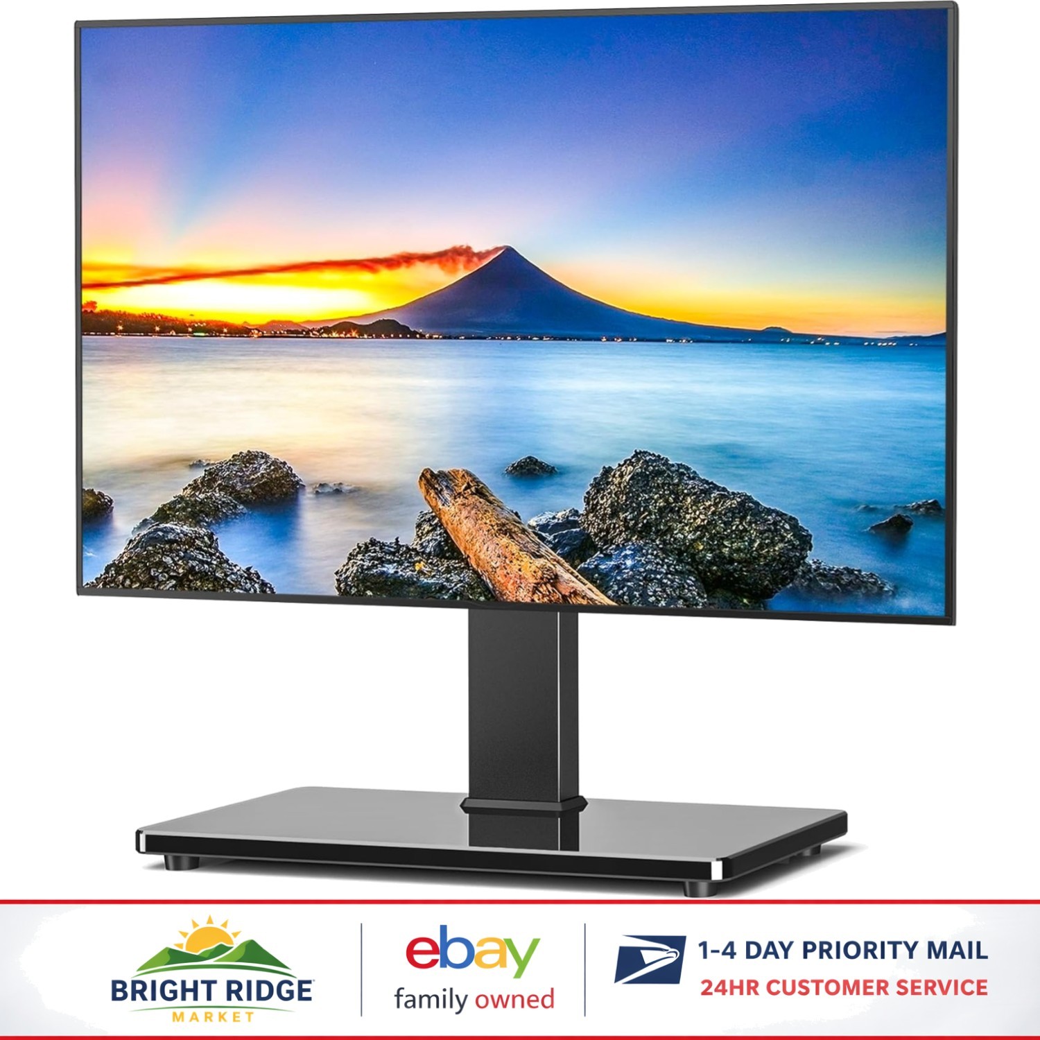 Tabletop TV Stand for 32-75 Inch Screens, Swivel Function and Height Adjust gallery