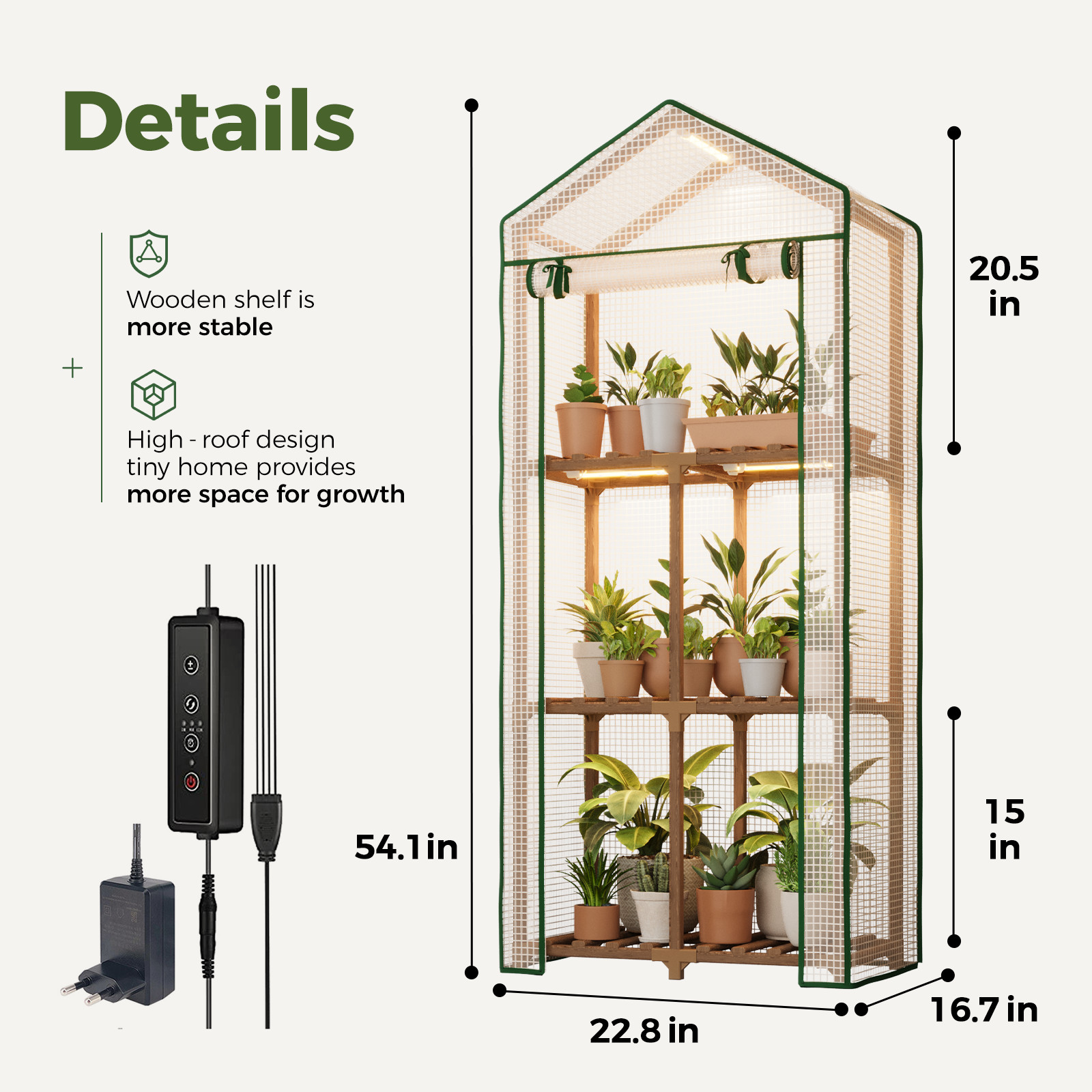 Bamworld Mini Greenhouse with Grow Light Plant Stand 3-Tiered Warm House with PE gallery