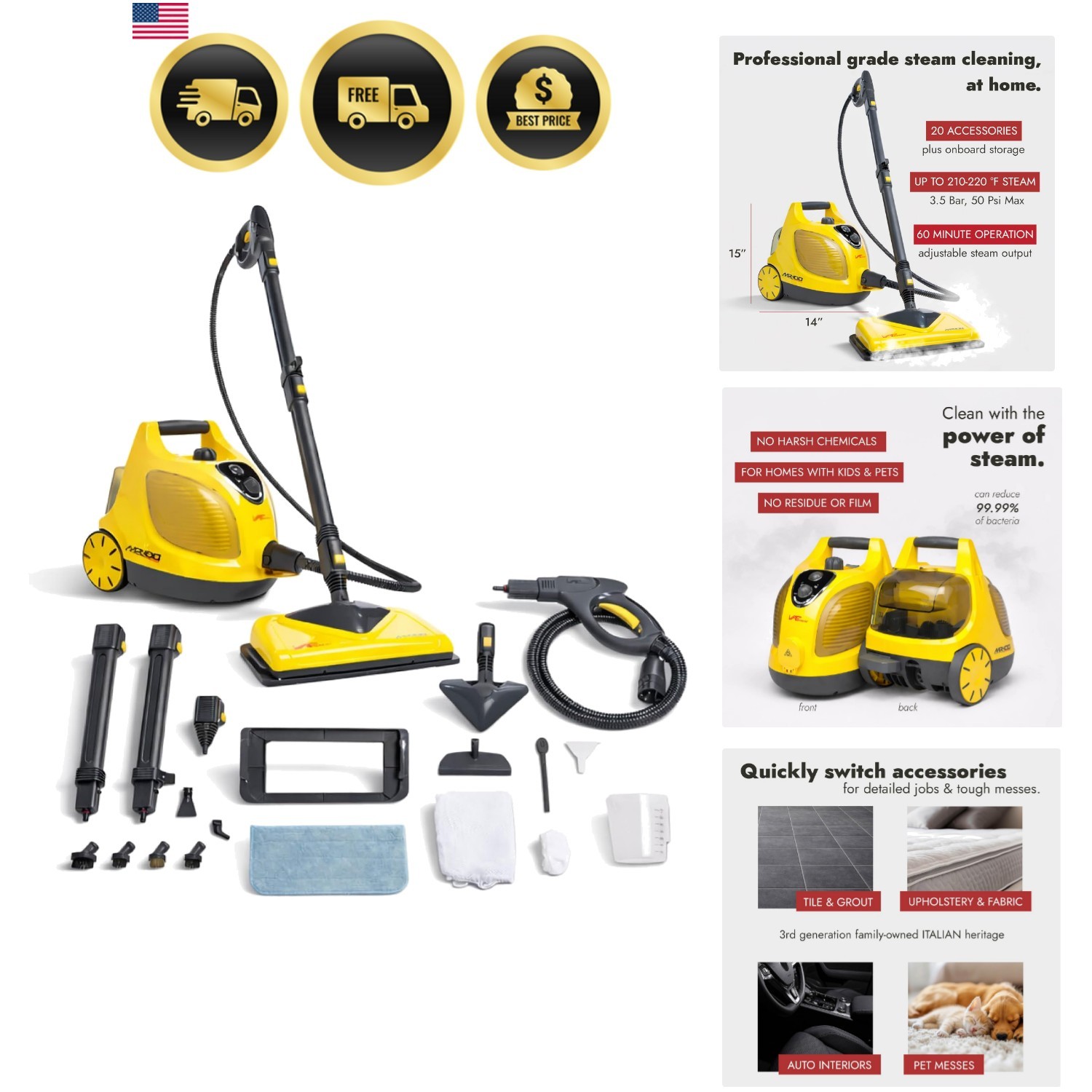 Primo Steam Cleaner – Professional-Grade, Italian-Designed Chemical-Free Stea... gallery