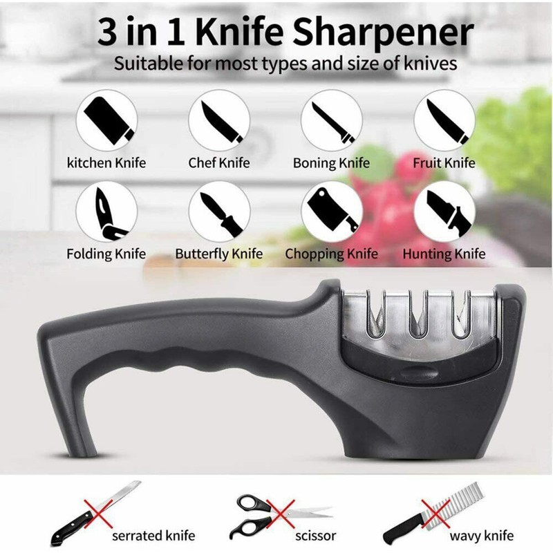 3 Stage Knife Sharpener Professional Ceramic Tungsten Kitchen Sharpening System gallery