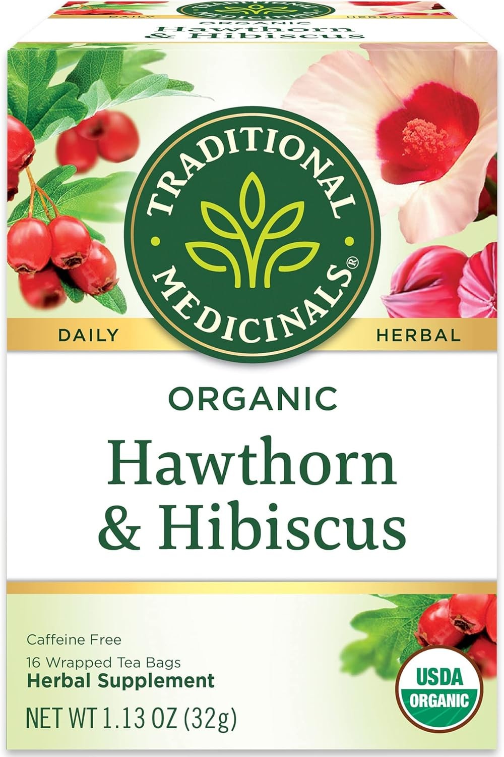 Tea, Organic Hawthorn & Hibiscus, Promotes Heart Health, 16 Tea Bags (1 Pack) gallery