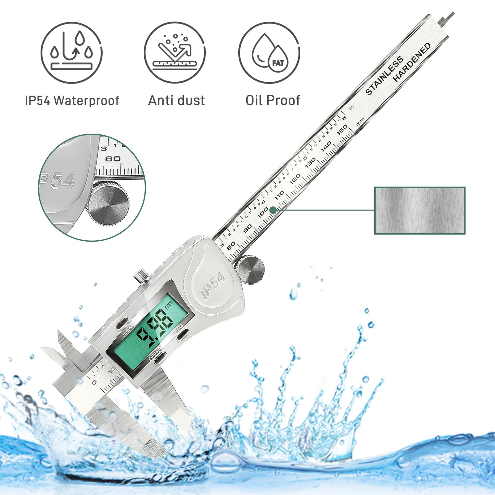 150mm 6" Inch Electronic Digital Vernier Caliper Measuring Tool Waterproof IP54 gallery