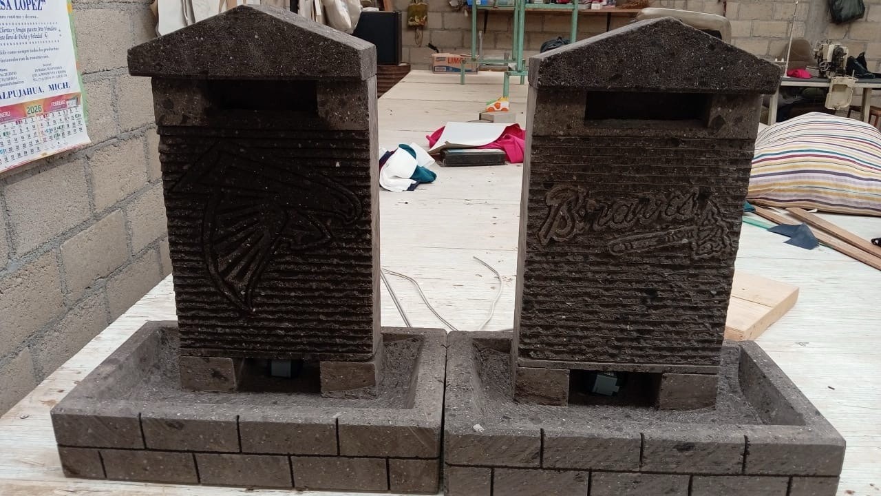 Gray Stone Freestanding Water Feature Fountain LEDLight Atlanta Braves & Falcons gallery