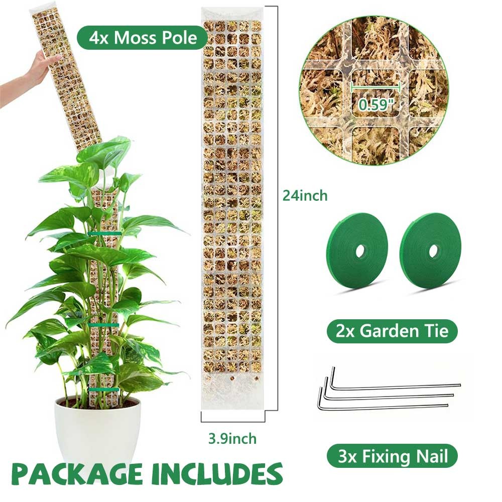 4Pcs Transparent Moss Pole Set 24 inch Stackable Climbing Plant Support Sticks gallery