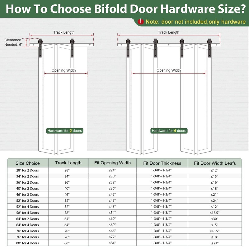 34" Bifold Sliding Barn Door Hardware Track Kit,Side Mounted Black J Shape Ro... gallery