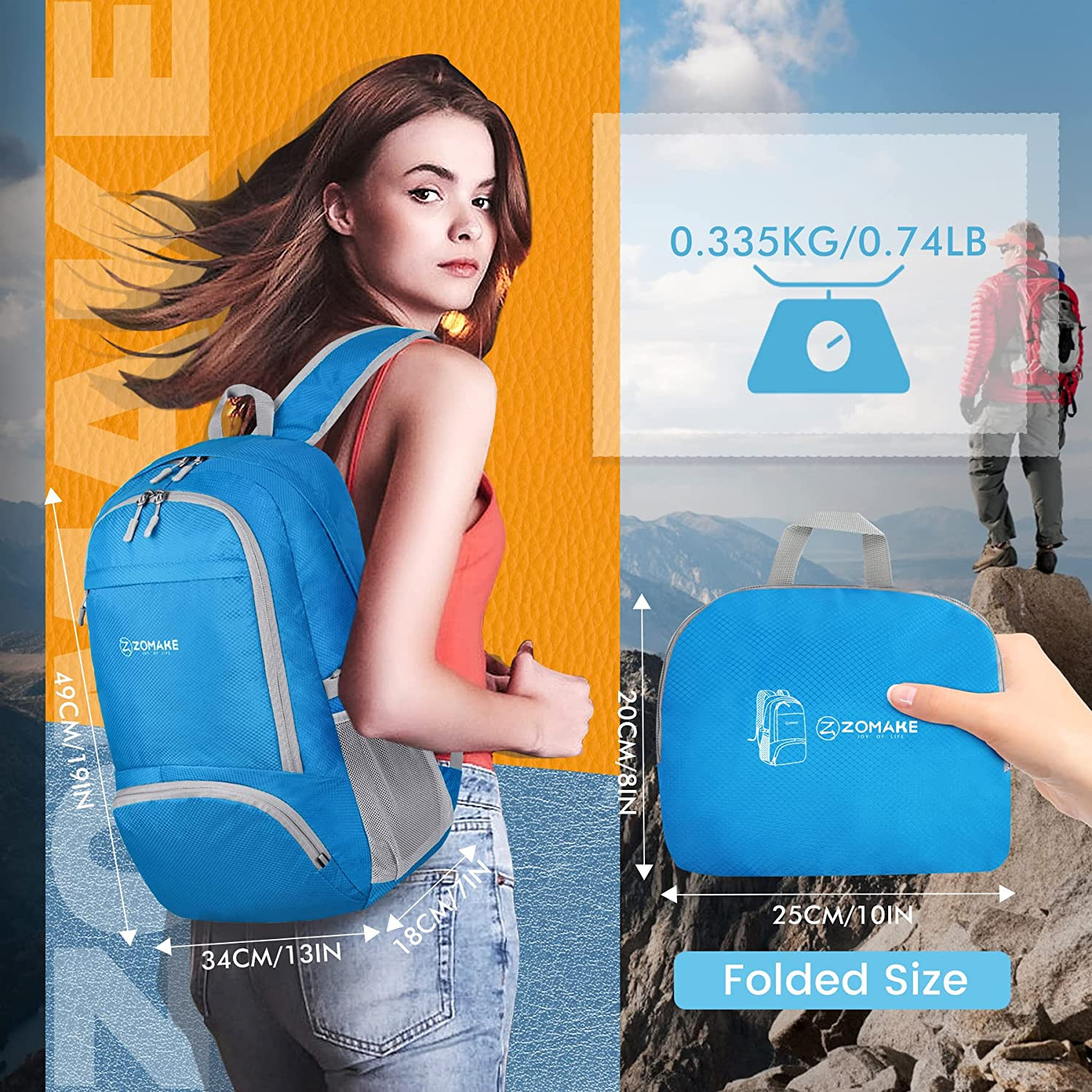Lightweight Packable Backpack 30L, Foldable Hiking Backpacks Water Resistant Com 2