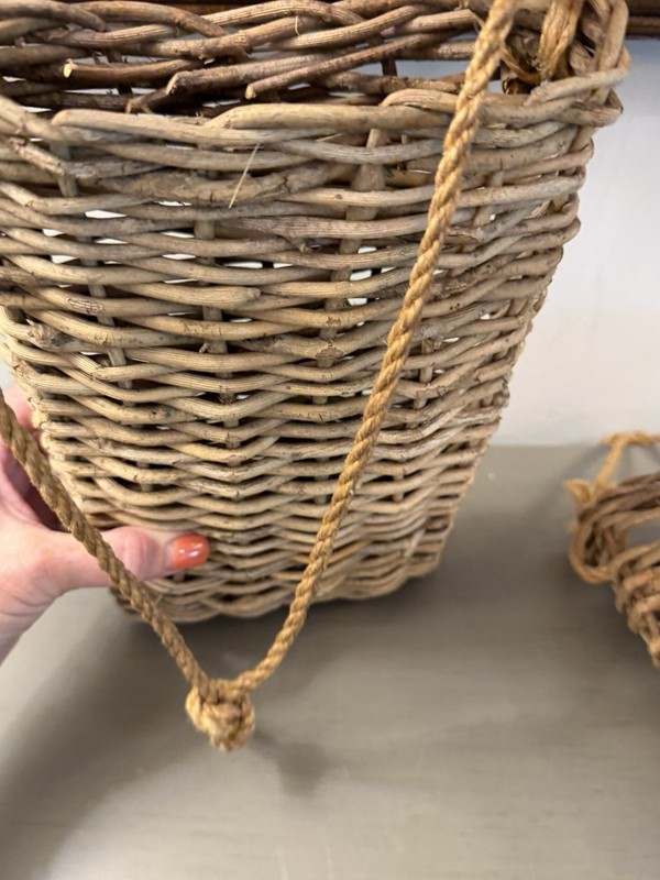 Rustic Twig Wall Pocket Hanging Baskets Set of 2 Woven Wood Rope Farmhouse gallery