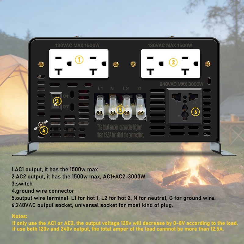 4000W Split Phase Pure Sine Wave Inverter 24V/48VDC to AC120V 240V wired new rv gallery