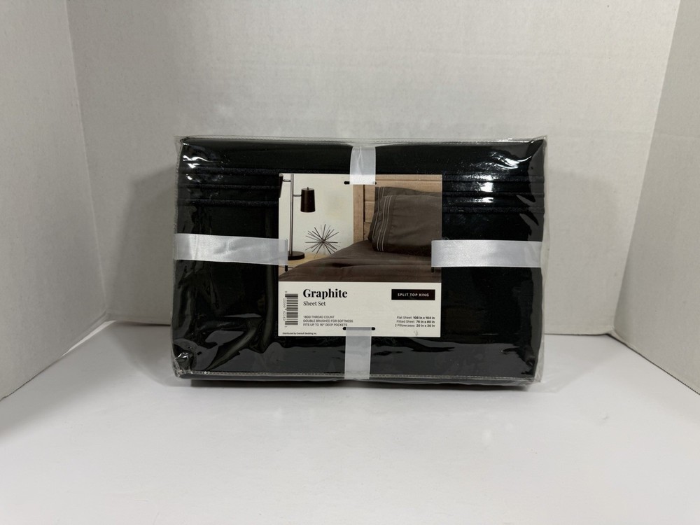 Oversoft Bedding Inc Split Top King Graphite Sheet Set NIP