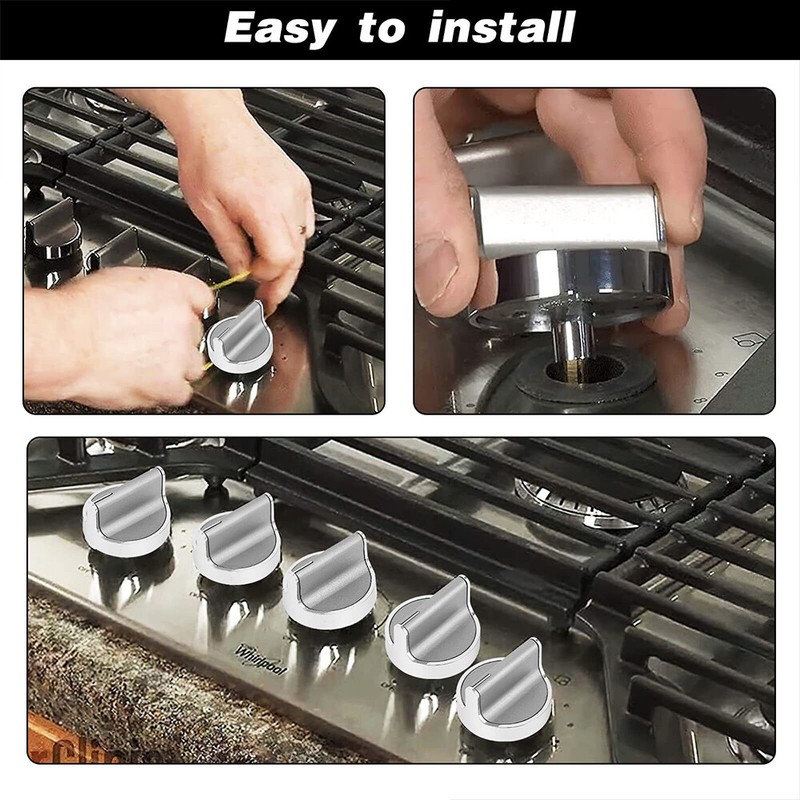 5 Pack Surface burner knob Compatible with Whirlpool Range Knobs W10828837 USA gallery