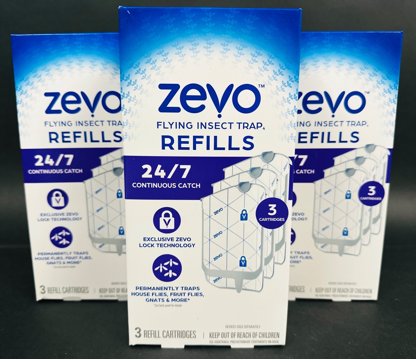 Zevo Flying Insect Trap Starter Kit – 1 Plug-In Device + 9 Refill Cartridges gallery