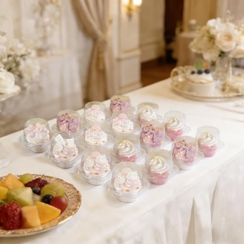 100 Pack Stackable Plastic Cupcake Containers - Deep Dome Holders & Carriers gallery