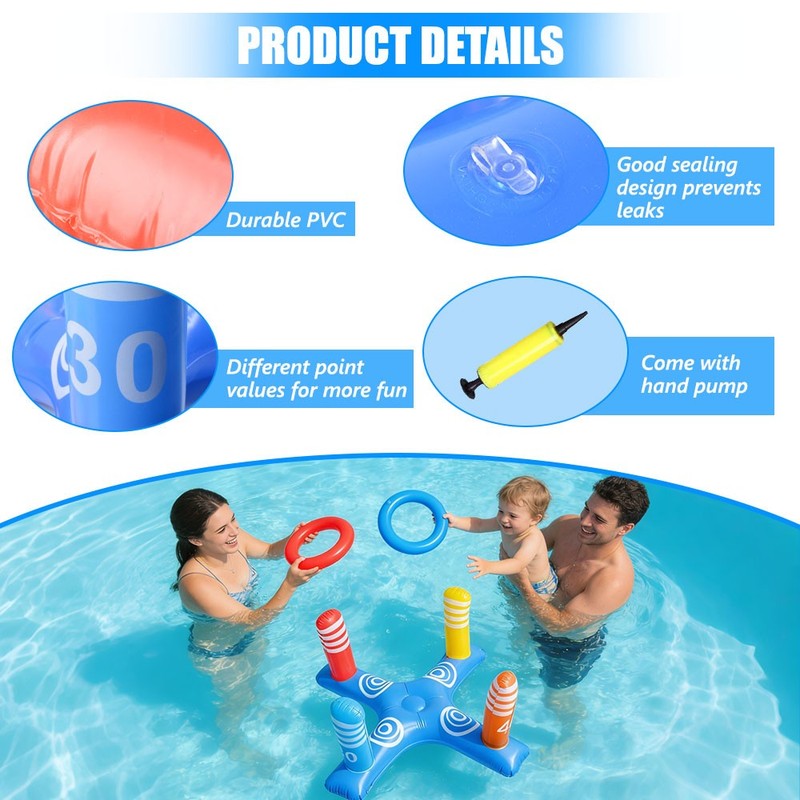 Inflatable Pool Toys Games Floating Basketball Hoop Ring Toss Game Set fr Summer gallery