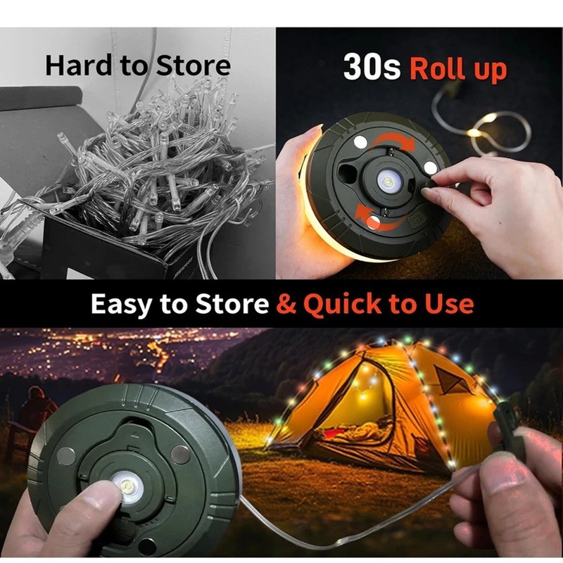 2Pack 4IN1 Portable Camping String USB Lights Rechargeable waterproof Tent Lamps gallery