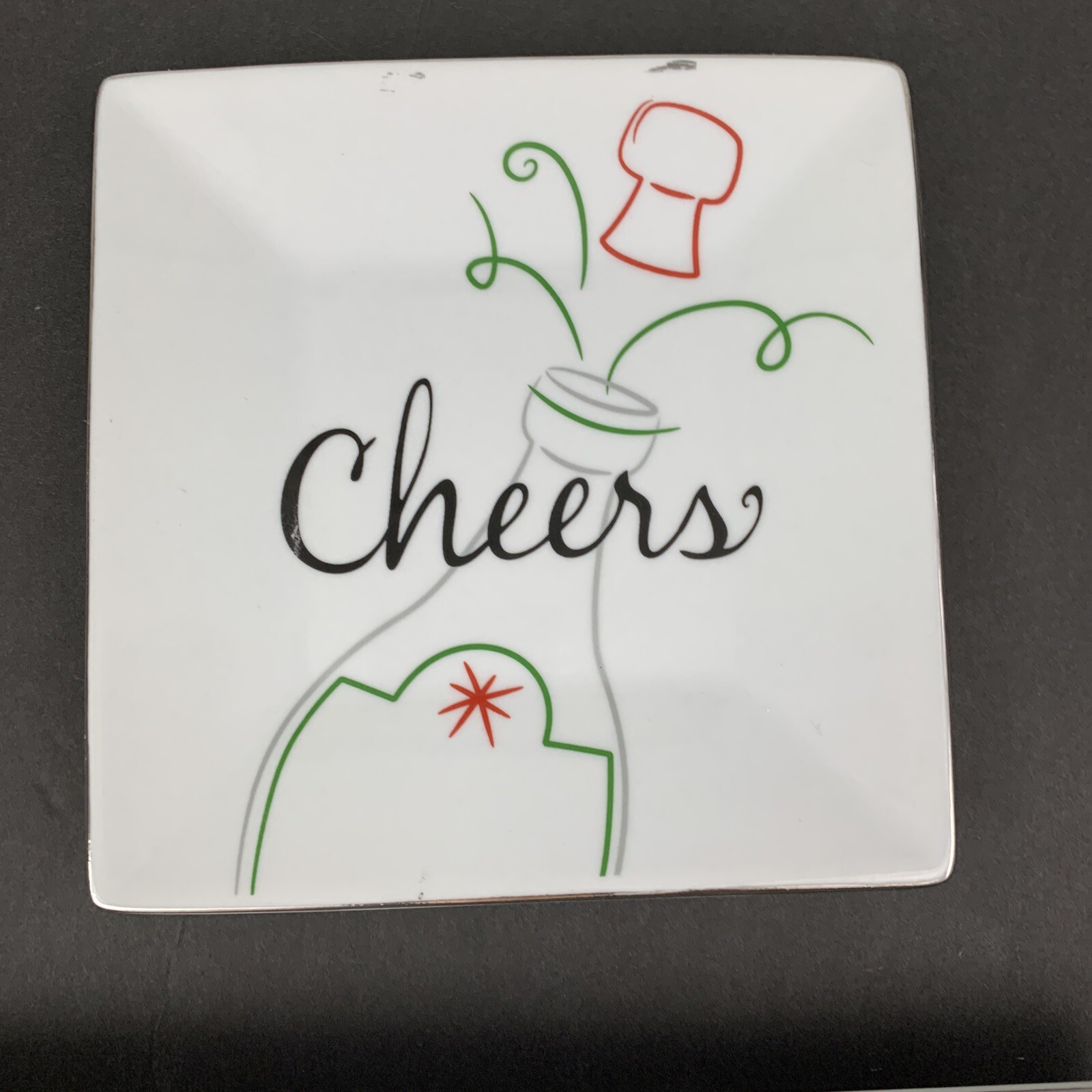 Food Network Platter Retangle Celebrate 14" L x 5.5" W Plate 6" Square Drink NWT gallery