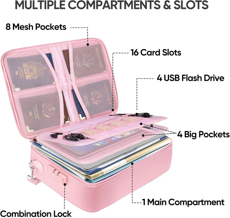 Fireproof Document Box with Lock, Portable Fireproof Document Bag Waterproof ... gallery