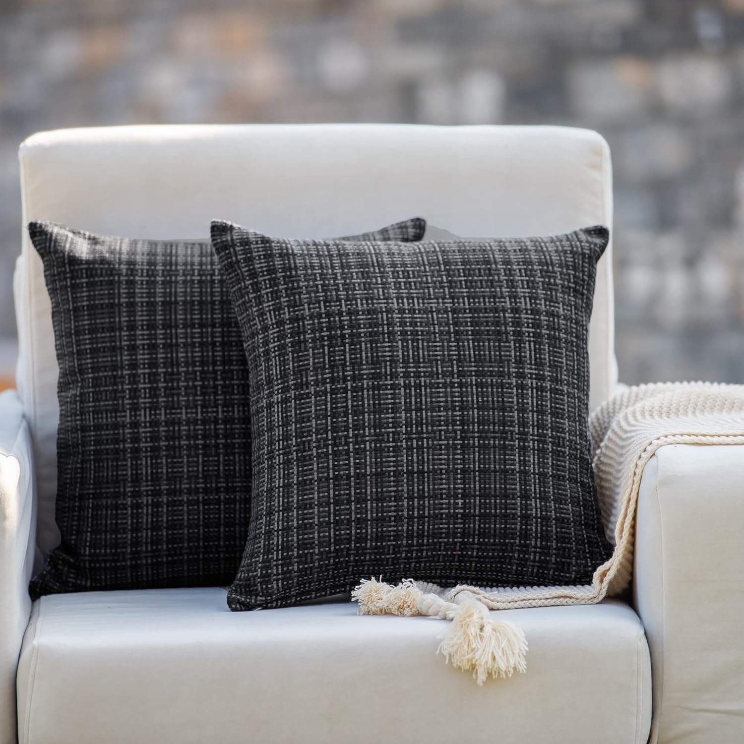 HPUK Farmhouse Outdoor Waterproof Throw Pillow 20 x 20 (Pack of 2), Black gallery