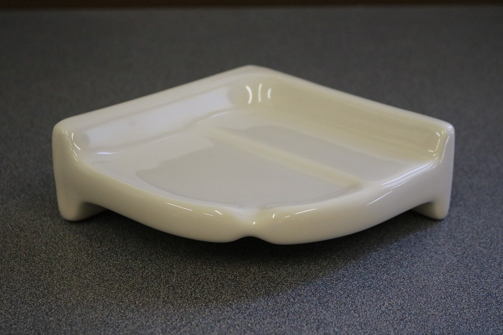 ACP Ceramic -Glossy Almond- Reversible Corner Shower Soap Dish Shelf