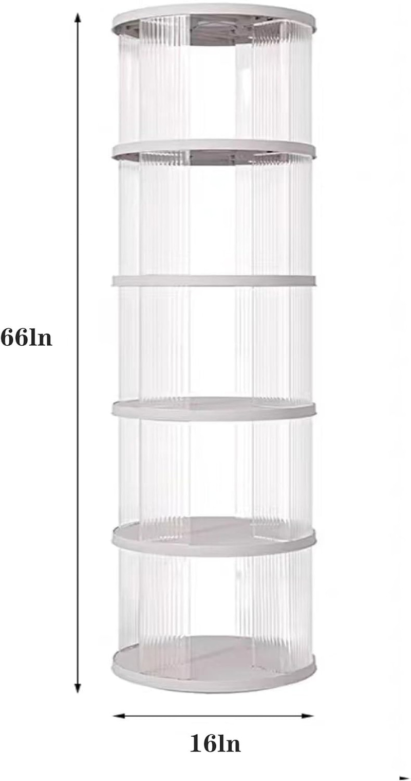 5-Tier Rotating Bookshelf Tower - 66" Space-Saving White Bookcase gallery