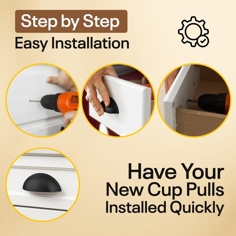 Cup Drawer Pulls – 10 Pack – Matte Black Cabinet Handles 3 Inch – Matte Black Ca gallery