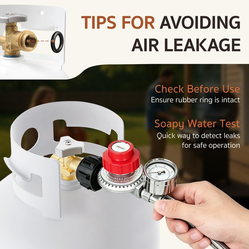 0-30 PSI Adjustable Propane Regulator, 5FT Stainless Braided Hose & Gauge for LP gallery