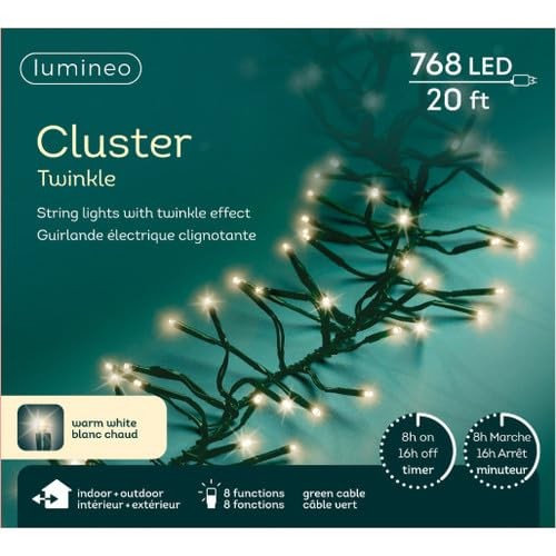 768 LED Warm White Christmas Cluster Lights Set, Green Wire 23 Ft gallery