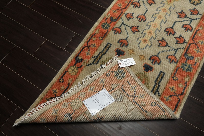 2'5''x12'2'' Runner Hand Knotted Wool Beige, Burnt Orange Oushak Traditional Rug gallery