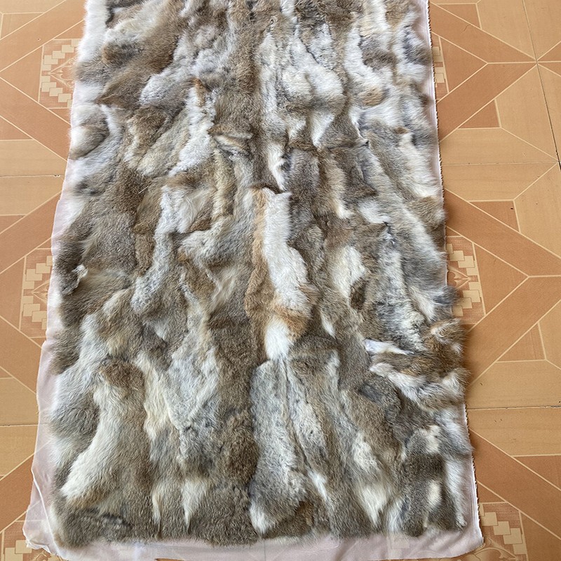 Real Rabbit Fur Throw Patchwork Blanket Winter Soft Warm Leather 43.3" X 21.6" gallery