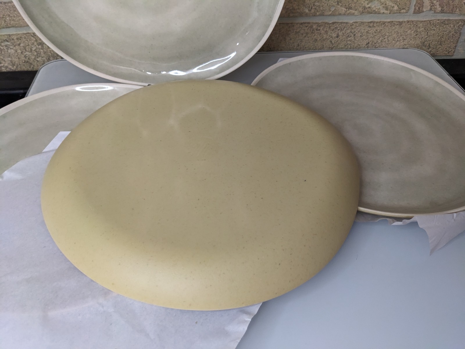 Four (4) Hearth & Hand Bamboo Tonal ~ NATURAL/CREAM 11" Dinner Plates gallery