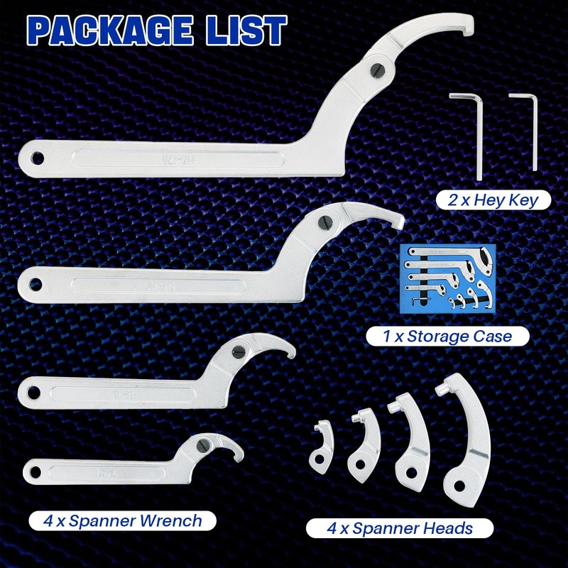8pcs Adjustable Pin Spanner Wrench Tool Set, C-Shape Pin Hook Wrenches with C... gallery