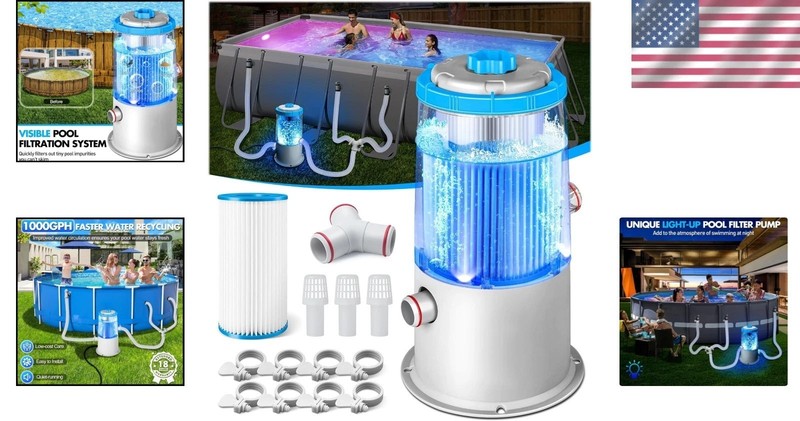 Above Ground Pool Filter Pump 1000 GPH – LED Lighting & Real-Time Monitoring gallery