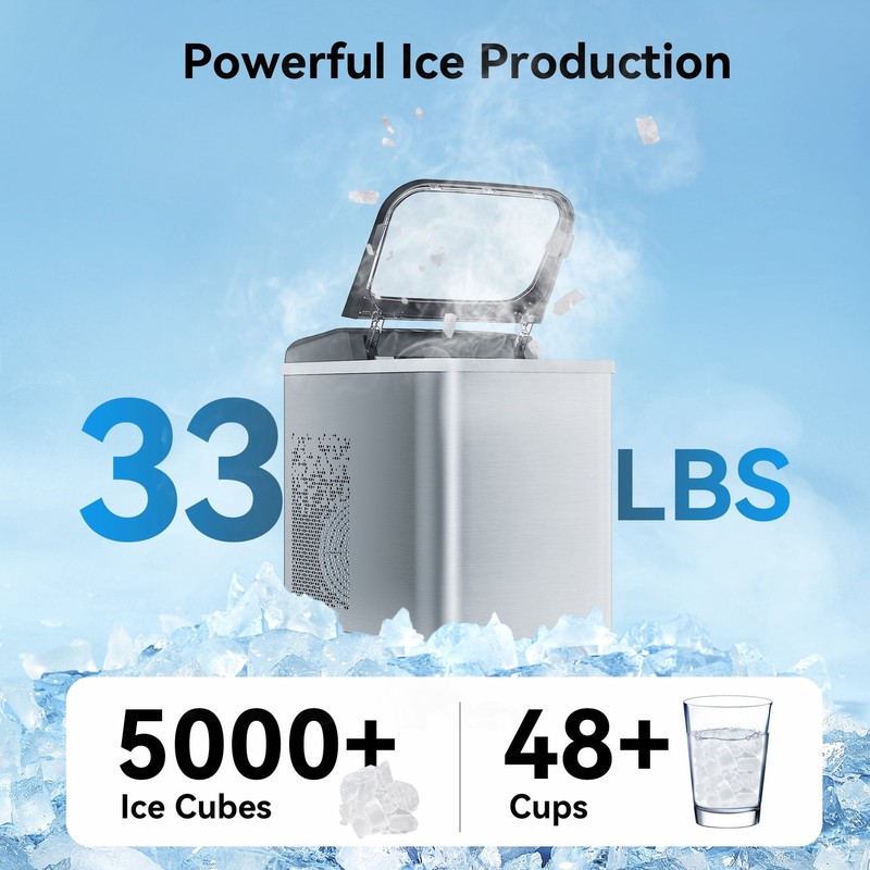 NICWIN Nugget Ice Maker Countertop Portable Ice Machine, 34 lb/Day, gallery
