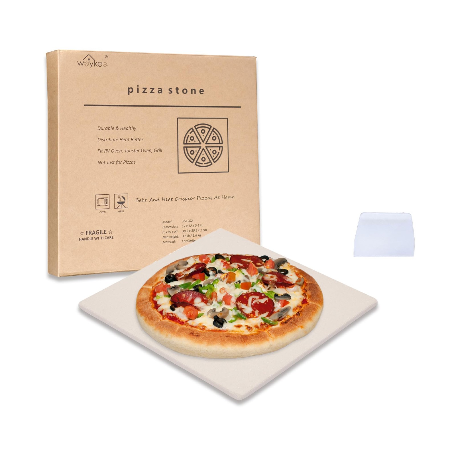 12" x 12" Pizza Stone Square Baking Stone | Premium Cordierite Pizza Grilling... gallery