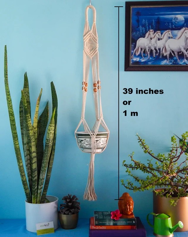 Macrame Plant Hanger – Handmade Cotton Rope Hanging Planter Holder for Outdoor gallery