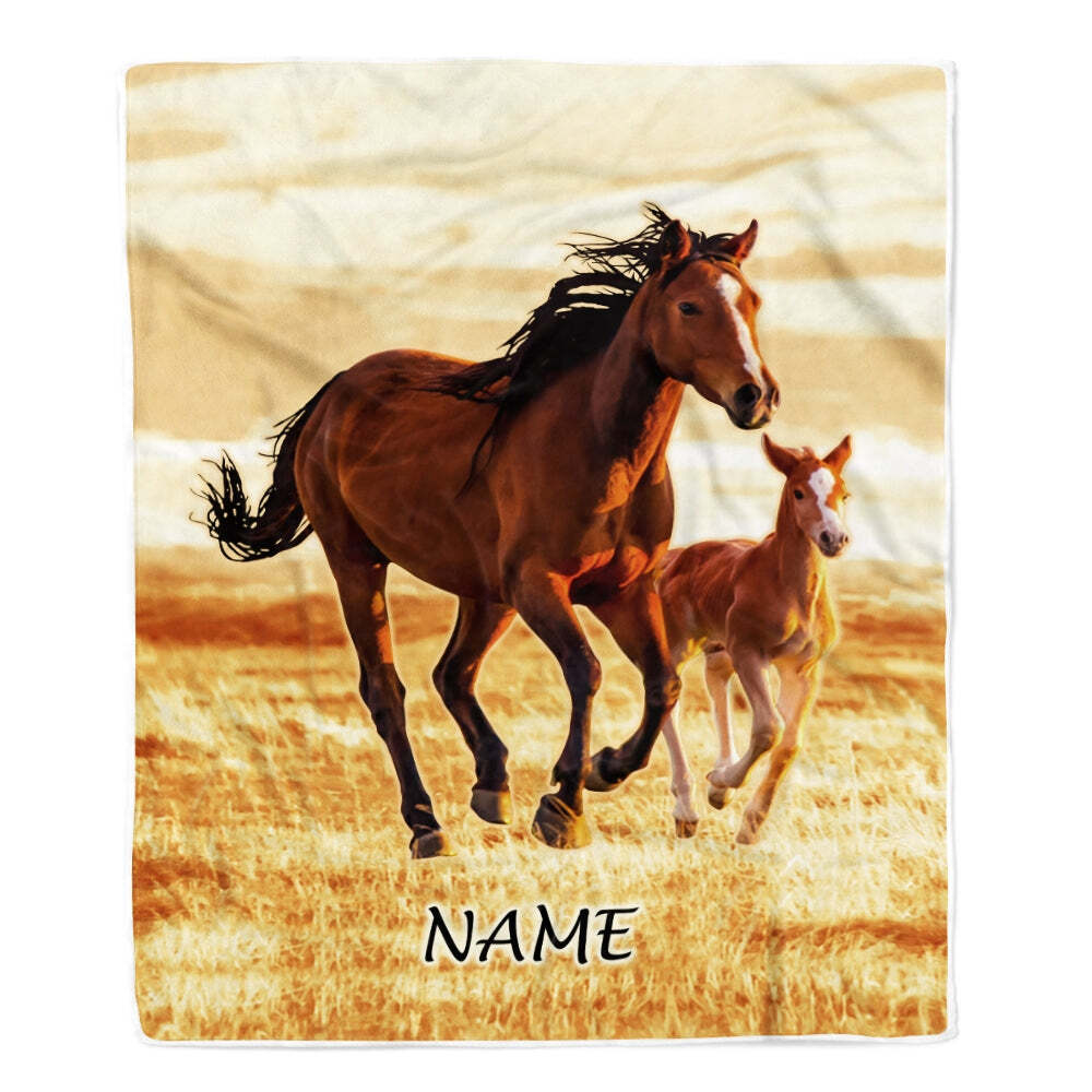 Personalized Running Horse Custom Name Birthday Christmas Customized Blanket gallery