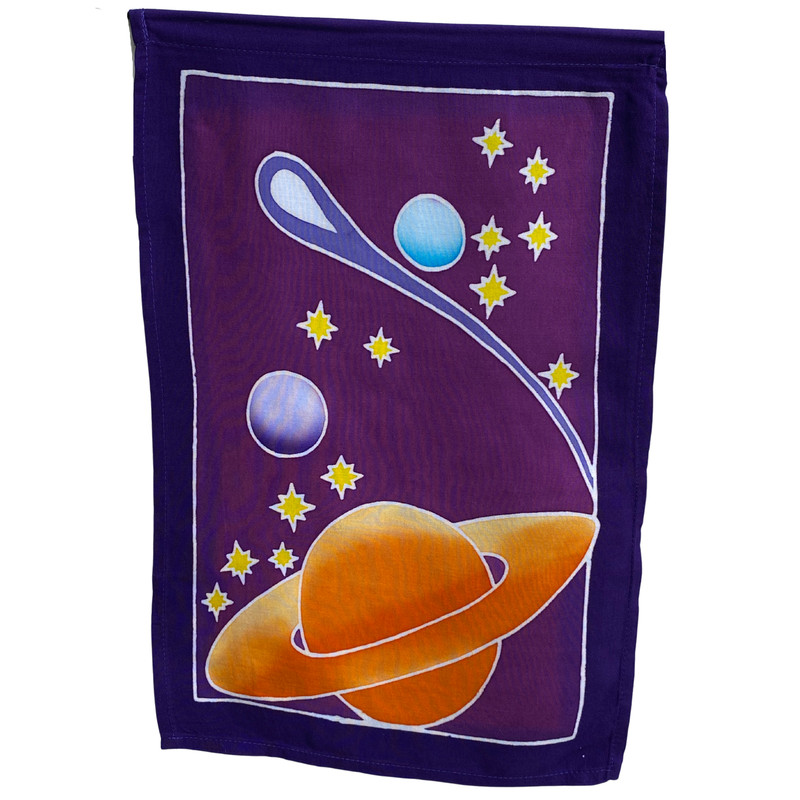 Celestial Sun Moon Star Planet Prayer Flag wall hanging String Bali Batik art gallery